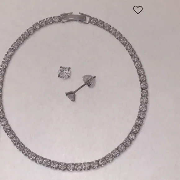 2Pc. Cubic Zirconia Tennis Bracelet & Stud Earrings in Sterling Silver - Picture 6 of 7